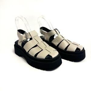 Miista Cream and Black Chunky Platform Sandals
